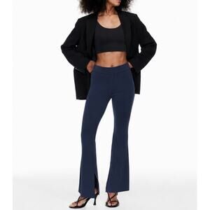 Ten By Babaton Paramount High Waisted Knit Flared Pant Navy Blue Size XS